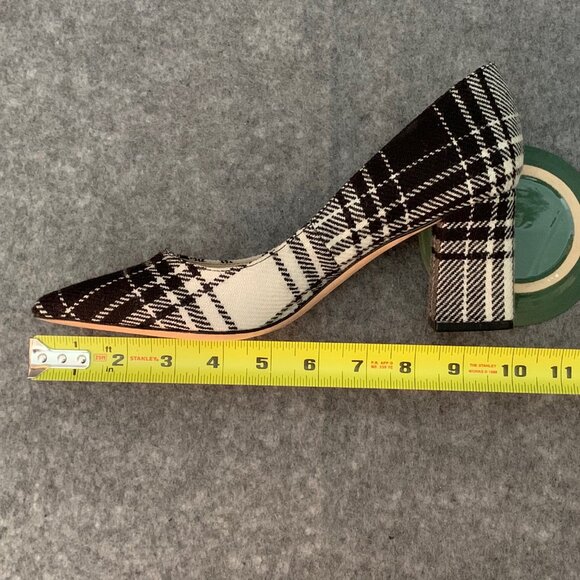 Marc Fisher Women’s Black and Off White Plaid Chunky Heel Pointed Toe Shoes - Picture 13 of 13